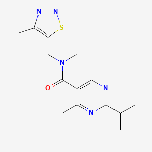 molecular formula C14H19N5OS B5302664 2-isopropyl-N,4-dimethyl-N-[(4-methyl-1,2,3-thiadiazol-5-yl)methyl]pyrimidine-5-carboxamide 