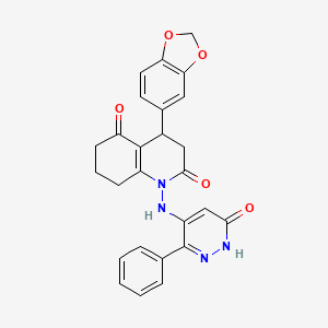 4-(1,3-benzodioxol-5-yl)-1-[(6-oxo-3-phenyl-1,6-dihydropyridazin-4-yl)amino]-4,6,7,8-tetrahydroquinoline-2,5(1H,3H)-dione