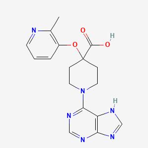 molecular formula C17H18N6O3 B5302741 4-[(2-methylpyridin-3-yl)oxy]-1-(9H-purin-6-yl)piperidine-4-carboxylic acid 