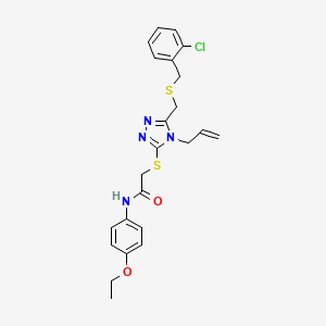 molecular formula C23H25ClN4O2S2 B5302756 2-[(4-allyl-5-{[(2-chlorobenzyl)thio]methyl}-4H-1,2,4-triazol-3-yl)thio]-N-(4-ethoxyphenyl)acetamide 