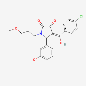 molecular formula C22H22ClNO5 B5302769 4-(4-chlorobenzoyl)-3-hydroxy-5-(3-methoxyphenyl)-1-(3-methoxypropyl)-1,5-dihydro-2H-pyrrol-2-one 
