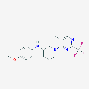 molecular formula C19H23F3N4O B5302780 1-[5,6-dimethyl-2-(trifluoromethyl)-4-pyrimidinyl]-N-(4-methoxyphenyl)-3-piperidinamine 