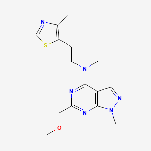 molecular formula C15H20N6OS B5302863 6-(methoxymethyl)-N,1-dimethyl-N-[2-(4-methyl-1,3-thiazol-5-yl)ethyl]-1H-pyrazolo[3,4-d]pyrimidin-4-amine 
