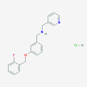 molecular formula C20H20ClFN2O B5302894 {3-[(2-fluorobenzyl)oxy]benzyl}(3-pyridinylmethyl)amine hydrochloride 
