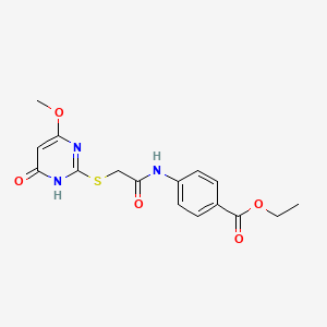 molecular formula C16H17N3O5S B5302912 ethyl 4-({[(4-methoxy-6-oxo-1,6-dihydropyrimidin-2-yl)thio]acetyl}amino)benzoate 