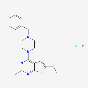 molecular formula C20H25ClN4S B5302915 4-(4-benzyl-1-piperazinyl)-6-ethyl-2-methylthieno[2,3-d]pyrimidine hydrochloride 