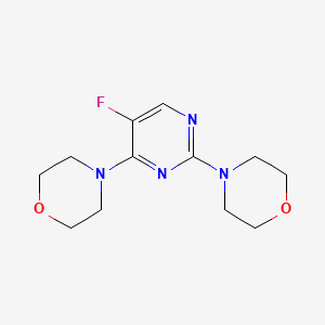 molecular formula C12H17FN4O2 B5302928 4,4'-(5-fluoro-2,4-pyrimidinediyl)dimorpholine 