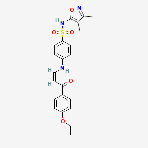 molecular formula C22H23N3O5S B5302962 N-(3,4-dimethyl-5-isoxazolyl)-4-{[3-(4-ethoxyphenyl)-3-oxo-1-propen-1-yl]amino}benzenesulfonamide 