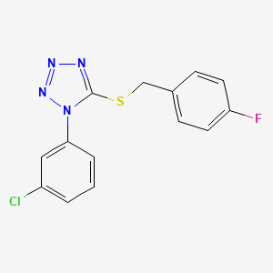 molecular formula C14H10ClFN4S B5303018 1-(3-chlorophenyl)-5-[(4-fluorobenzyl)thio]-1H-tetrazole 