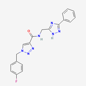 molecular formula C19H16FN7O B5303064 1-(4-fluorobenzyl)-N-[(3-phenyl-1H-1,2,4-triazol-5-yl)methyl]-1H-1,2,3-triazole-4-carboxamide 