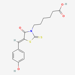 molecular formula C16H17NO4S2 B5303084 6-[5-(4-hydroxybenzylidene)-4-oxo-2-thioxo-1,3-thiazolidin-3-yl]hexanoic acid 