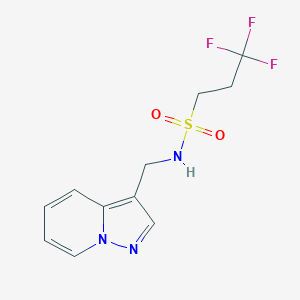molecular formula C11H12F3N3O2S B5303096 3,3,3-trifluoro-N-(pyrazolo[1,5-a]pyridin-3-ylmethyl)propane-1-sulfonamide 