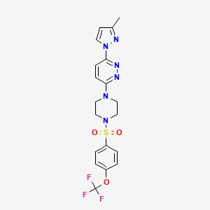 molecular formula C19H19F3N6O3S B5303173 3-(3-methyl-1H-pyrazol-1-yl)-6-(4-{[4-(trifluoromethoxy)phenyl]sulfonyl}-1-piperazinyl)pyridazine 