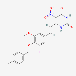 molecular formula C21H18IN3O6 B5303228 6-(2-{3-iodo-5-methoxy-4-[(4-methylbenzyl)oxy]phenyl}vinyl)-5-nitro-2,4(1H,3H)-pyrimidinedione 