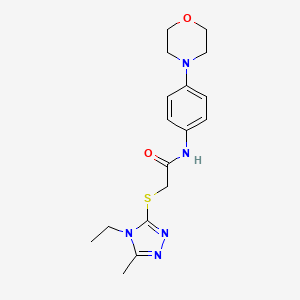molecular formula C17H23N5O2S B5303235 2-[(4-ethyl-5-methyl-4H-1,2,4-triazol-3-yl)thio]-N-[4-(4-morpholinyl)phenyl]acetamide 