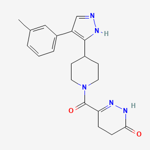 molecular formula C20H23N5O2 B5303243 6-({4-[4-(3-methylphenyl)-1H-pyrazol-5-yl]piperidin-1-yl}carbonyl)-4,5-dihydropyridazin-3(2H)-one 