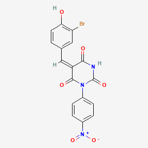 molecular formula C17H10BrN3O6 B5303251 5-(3-bromo-4-hydroxybenzylidene)-1-(4-nitrophenyl)-2,4,6(1H,3H,5H)-pyrimidinetrione 