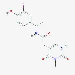molecular formula C15H16FN3O4 B5303269 N-[1-(3-fluoro-4-hydroxyphenyl)ethyl]-2-(3-methyl-2,4-dioxo-1,2,3,4-tetrahydropyrimidin-5-yl)acetamide 