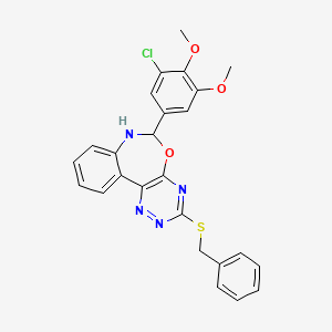molecular formula C25H21ClN4O3S B5303318 3-(benzylthio)-6-(3-chloro-4,5-dimethoxyphenyl)-6,7-dihydro[1,2,4]triazino[5,6-d][3,1]benzoxazepine 