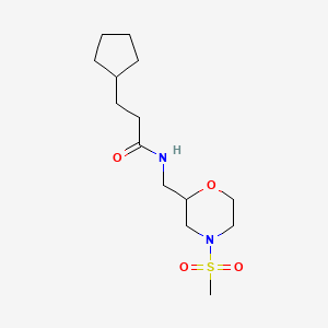 molecular formula C14H26N2O4S B5303325 3-cyclopentyl-N-{[4-(methylsulfonyl)morpholin-2-yl]methyl}propanamide 