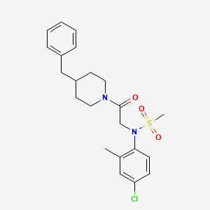 molecular formula C22H27ClN2O3S B5303350 N-[2-(4-benzyl-1-piperidinyl)-2-oxoethyl]-N-(4-chloro-2-methylphenyl)methanesulfonamide 
