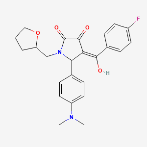 molecular formula C24H25FN2O4 B5303390 5-[4-(dimethylamino)phenyl]-4-(4-fluorobenzoyl)-3-hydroxy-1-(tetrahydro-2-furanylmethyl)-1,5-dihydro-2H-pyrrol-2-one 