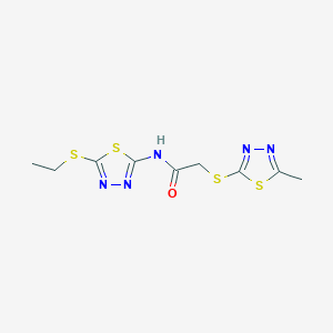 molecular formula C9H11N5OS4 B5303435 N-[5-(ethylthio)-1,3,4-thiadiazol-2-yl]-2-[(5-methyl-1,3,4-thiadiazol-2-yl)thio]acetamide 