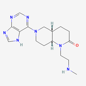 molecular formula C16H23N7O B5303438 rel-(4aS,8aR)-1-[2-(methylamino)ethyl]-6-(9H-purin-6-yl)octahydro-1,6-naphthyridin-2(1H)-one dihydrochloride 
