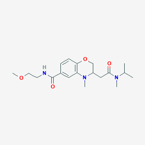 molecular formula C19H29N3O4 B5303451 3-{2-[isopropyl(methyl)amino]-2-oxoethyl}-N-(2-methoxyethyl)-4-methyl-3,4-dihydro-2H-1,4-benzoxazine-6-carboxamide 
