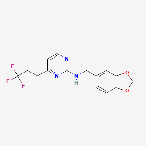 molecular formula C15H14F3N3O2 B5303465 N-(1,3-benzodioxol-5-ylmethyl)-4-(3,3,3-trifluoropropyl)pyrimidin-2-amine 