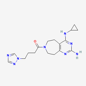 molecular formula C17H24N8O B5303486 N~4~-cyclopropyl-7-[4-(1H-1,2,4-triazol-1-yl)butanoyl]-6,7,8,9-tetrahydro-5H-pyrimido[4,5-d]azepine-2,4-diamine 