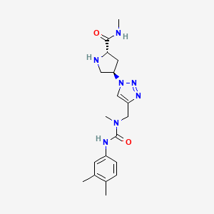 molecular formula C19H27N7O2 B5303500 (4R)-4-(4-{[{[(3,4-dimethylphenyl)amino]carbonyl}(methyl)amino]methyl}-1H-1,2,3-triazol-1-yl)-N-methyl-L-prolinamide hydrochloride 