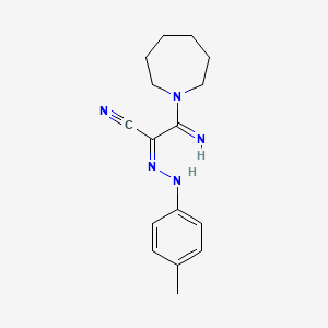 molecular formula C16H21N5 B5303519 3-(1-azepanyl)-3-imino-2-[(4-methylphenyl)hydrazono]propanenitrile 