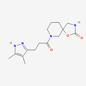 molecular formula C15H22N4O3 B5303529 7-[3-(4,5-dimethyl-1H-pyrazol-3-yl)propanoyl]-1-oxa-3,7-diazaspiro[4.5]decan-2-one 