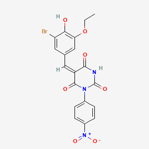 molecular formula C19H14BrN3O7 B5303532 5-(3-bromo-5-ethoxy-4-hydroxybenzylidene)-1-(4-nitrophenyl)-2,4,6(1H,3H,5H)-pyrimidinetrione 