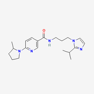 molecular formula C20H29N5O B5303582 N-[3-(2-isopropyl-1H-imidazol-1-yl)propyl]-6-(2-methylpyrrolidin-1-yl)nicotinamide 