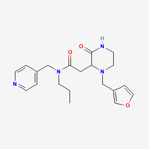 molecular formula C20H26N4O3 B5303601 2-[1-(3-furylmethyl)-3-oxo-2-piperazinyl]-N-propyl-N-(4-pyridinylmethyl)acetamide 