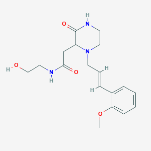 molecular formula C18H25N3O4 B5303612 N-(2-hydroxyethyl)-2-{1-[(2E)-3-(2-methoxyphenyl)-2-propen-1-yl]-3-oxo-2-piperazinyl}acetamide 