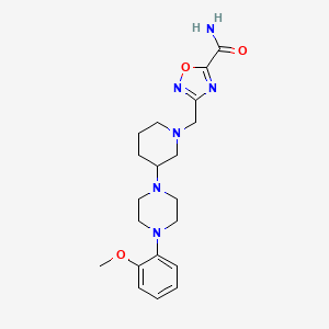 molecular formula C20H28N6O3 B5303625 3-({3-[4-(2-methoxyphenyl)-1-piperazinyl]-1-piperidinyl}methyl)-1,2,4-oxadiazole-5-carboxamide 