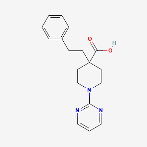 molecular formula C18H21N3O2 B5303681 4-(2-phenylethyl)-1-pyrimidin-2-ylpiperidine-4-carboxylic acid 