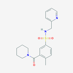 molecular formula C19H23N3O3S B5303697 4-methyl-3-(piperidin-1-ylcarbonyl)-N-(pyridin-2-ylmethyl)benzenesulfonamide 