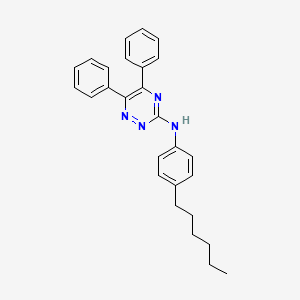 molecular formula C27H28N4 B5303718 N-(4-hexylphenyl)-5,6-diphenyl-1,2,4-triazin-3-amine 