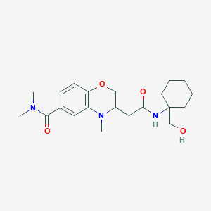 molecular formula C21H31N3O4 B5303769 3-(2-{[1-(hydroxymethyl)cyclohexyl]amino}-2-oxoethyl)-N,N,4-trimethyl-3,4-dihydro-2H-1,4-benzoxazine-6-carboxamide 