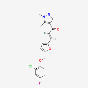 molecular formula C20H18ClFN2O3 B5303812 3-{5-[(2-chloro-4-fluorophenoxy)methyl]-2-furyl}-1-(1-ethyl-5-methyl-1H-pyrazol-4-yl)-2-propen-1-one 