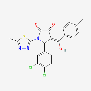 molecular formula C21H15Cl2N3O3S B5303818 5-(3,4-dichlorophenyl)-3-hydroxy-4-(4-methylbenzoyl)-1-(5-methyl-1,3,4-thiadiazol-2-yl)-1,5-dihydro-2H-pyrrol-2-one 
