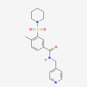 molecular formula C19H23N3O3S B5303843 4-methyl-3-(piperidin-1-ylsulfonyl)-N-(pyridin-4-ylmethyl)benzamide 