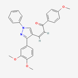 molecular formula C27H24N2O4 B5303855 3-[3-(3,4-dimethoxyphenyl)-1-phenyl-1H-pyrazol-4-yl]-1-(4-methoxyphenyl)-2-propen-1-one 