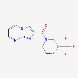 molecular formula C12H11F3N4O2 B5303864 2-{[2-(trifluoromethyl)morpholin-4-yl]carbonyl}imidazo[1,2-a]pyrimidine 