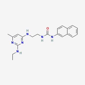 molecular formula C20H24N6O B5303883 N-(2-{[2-(ethylamino)-6-methyl-4-pyrimidinyl]amino}ethyl)-N'-2-naphthylurea 
