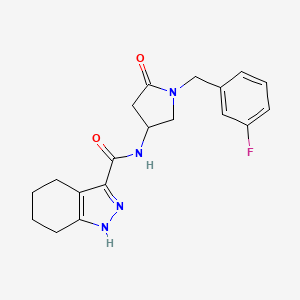 molecular formula C19H21FN4O2 B5303912 N-[1-(3-fluorobenzyl)-5-oxopyrrolidin-3-yl]-4,5,6,7-tetrahydro-1H-indazole-3-carboxamide 
